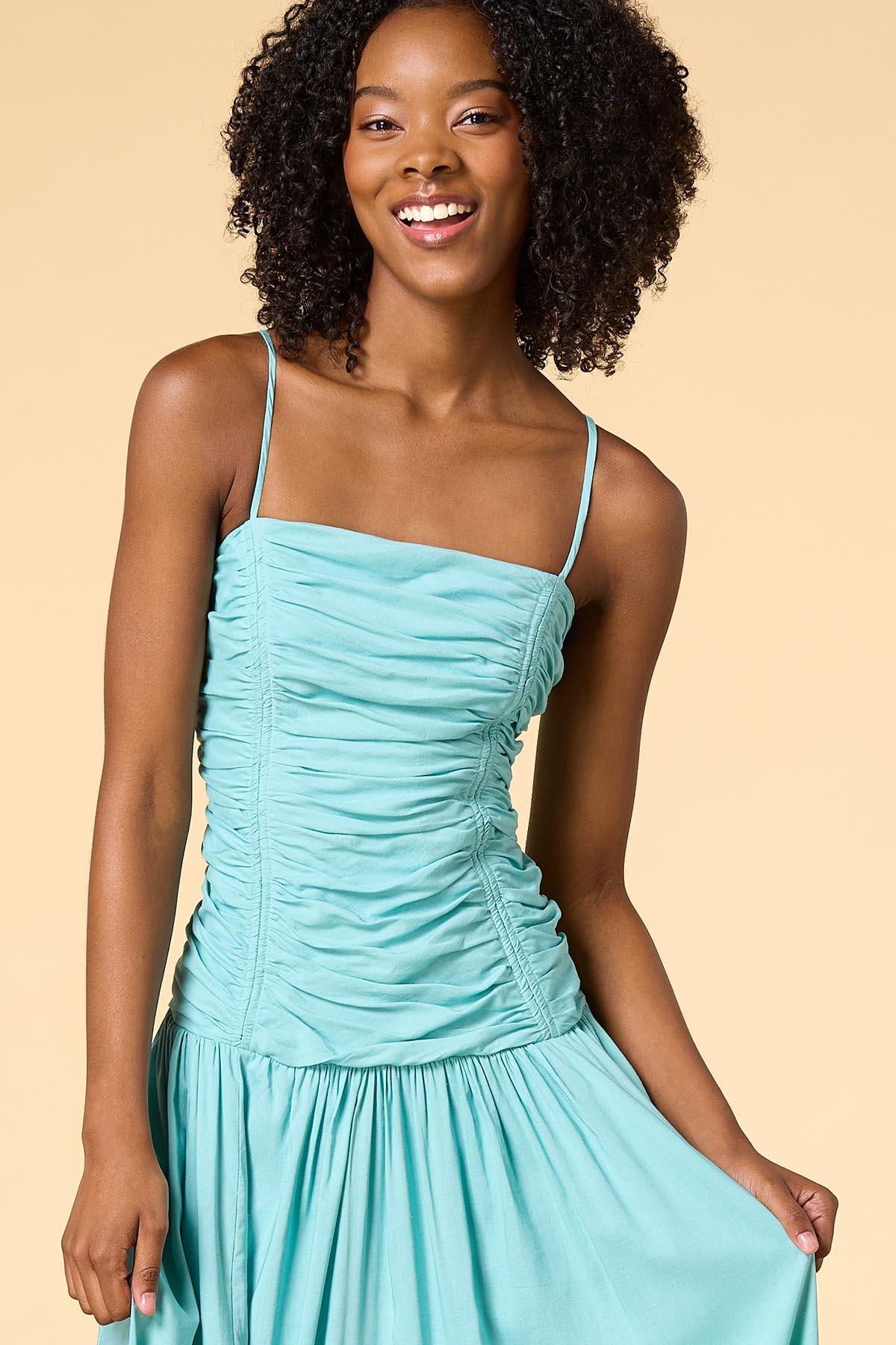 Versona la ruche maxi dress TEAL