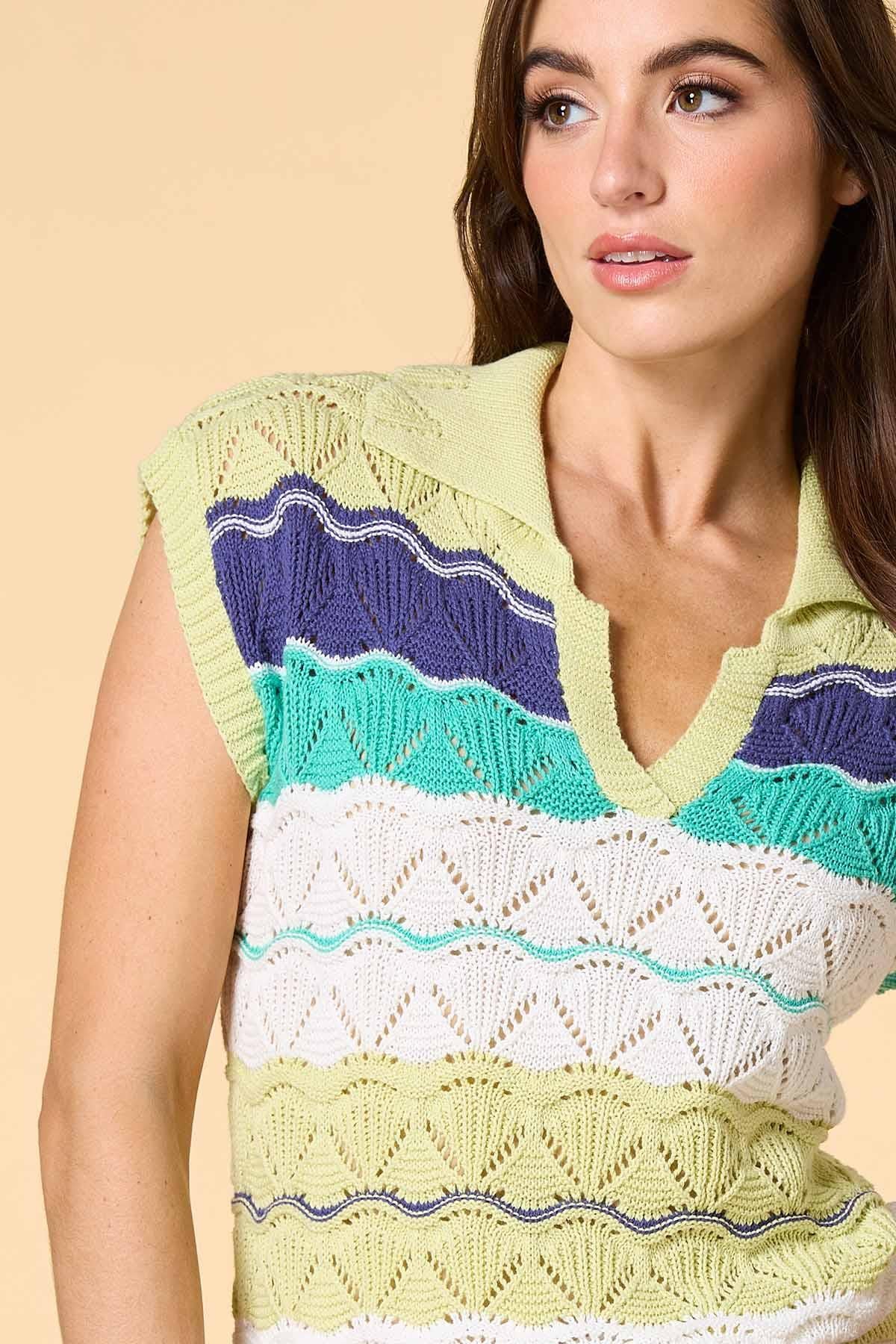 Versona check point sweater vest GREEN_MULTI