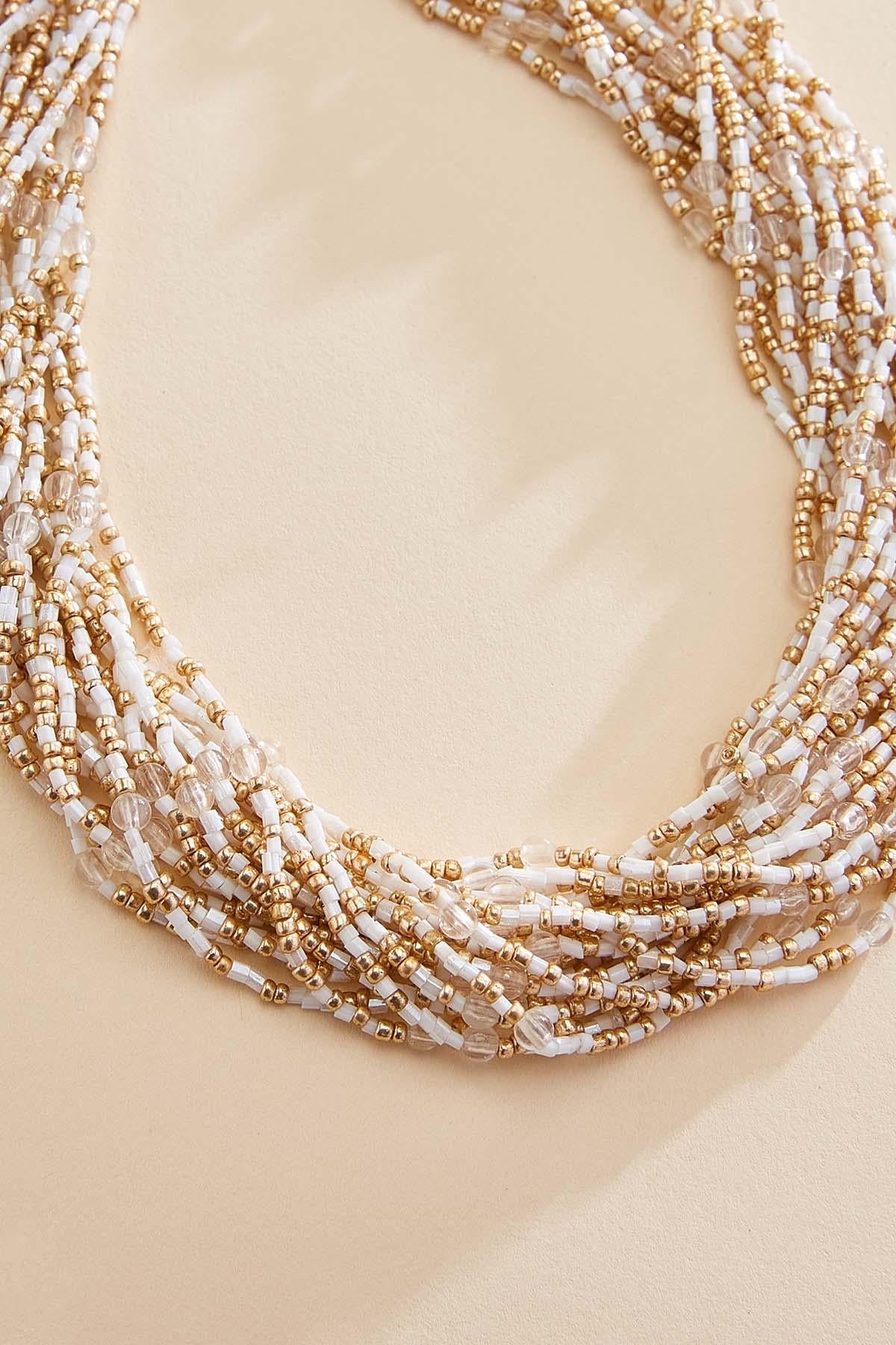 Versona white gold seed beaded necklace BRIGHT_WHITE