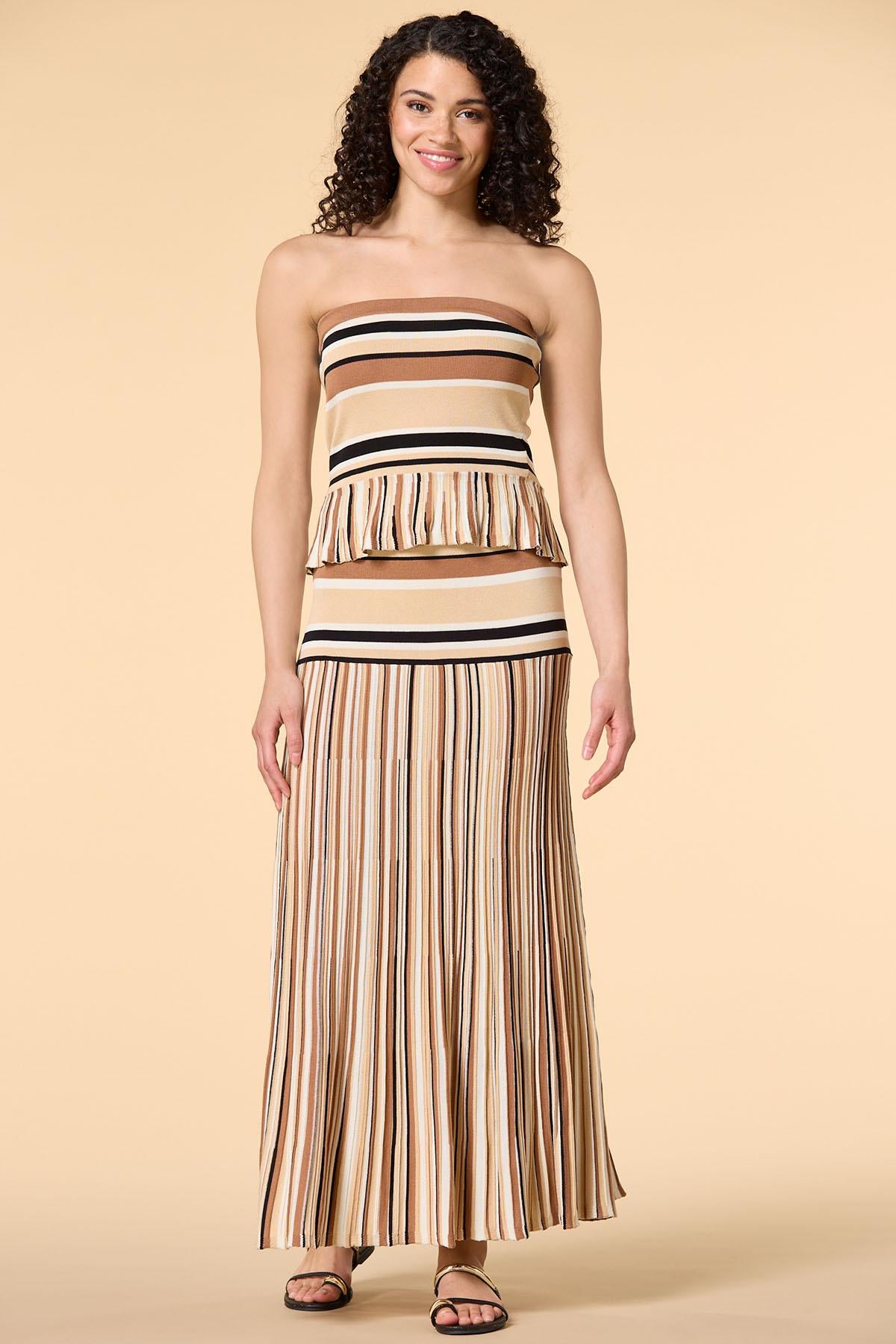 Versona summer knits maxi skirt BROWNBEIGE_MULTI