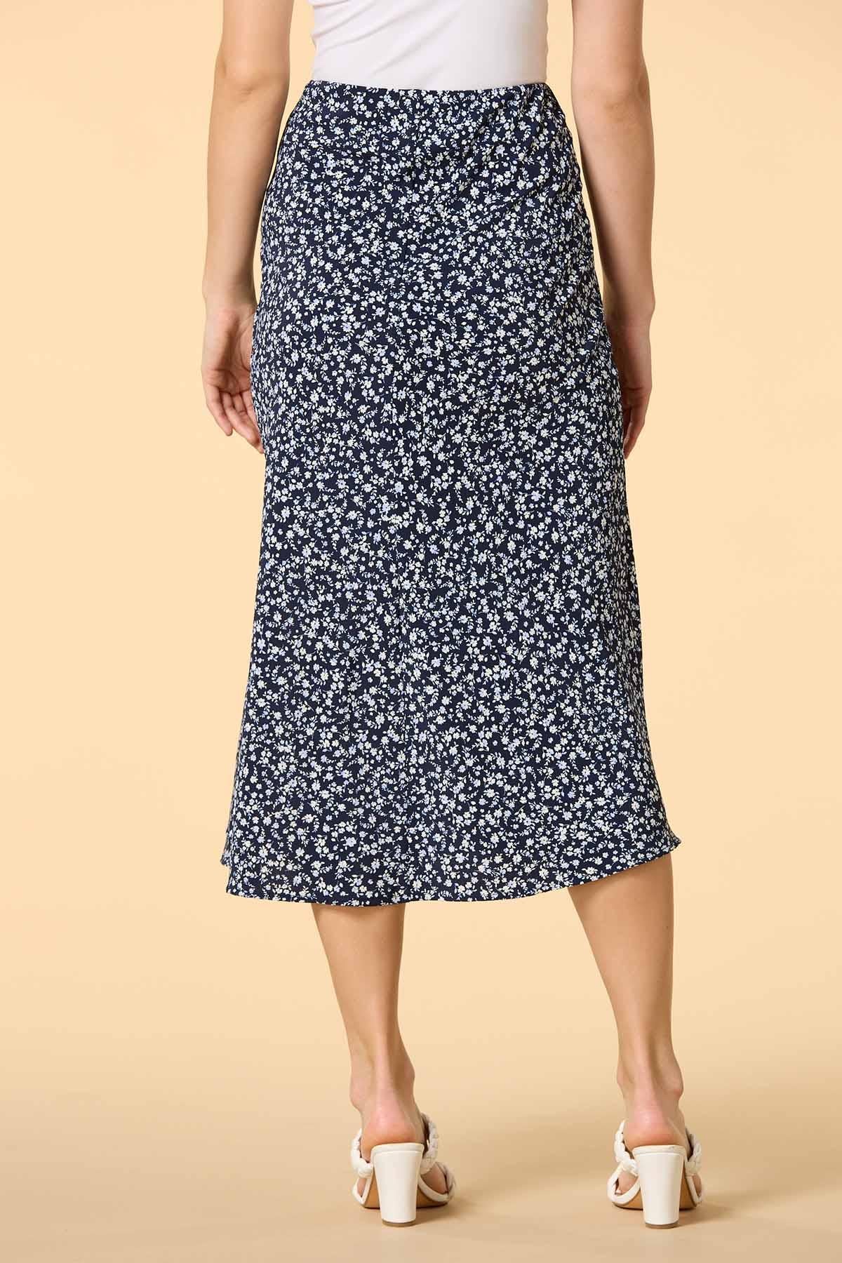 Versona midnight bloom midi skirt NAVY