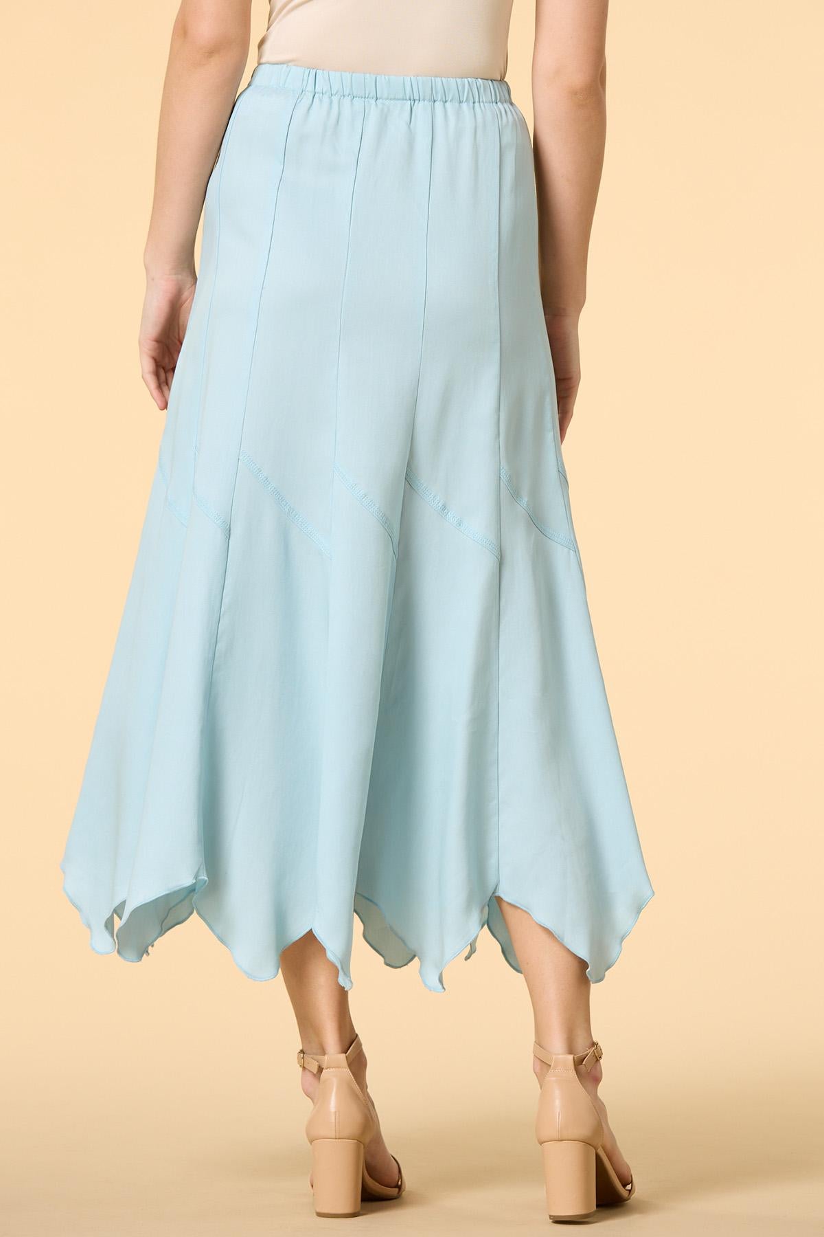 Versona slanted view chambray midi skirt LIGHT_WASH_DENIM