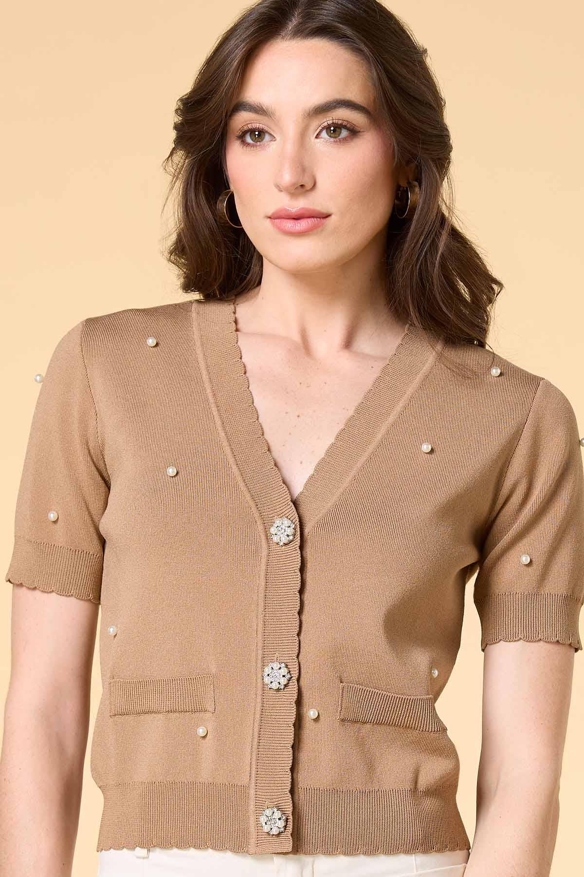 Versona pearl power cardigan LIGHT_BROWN