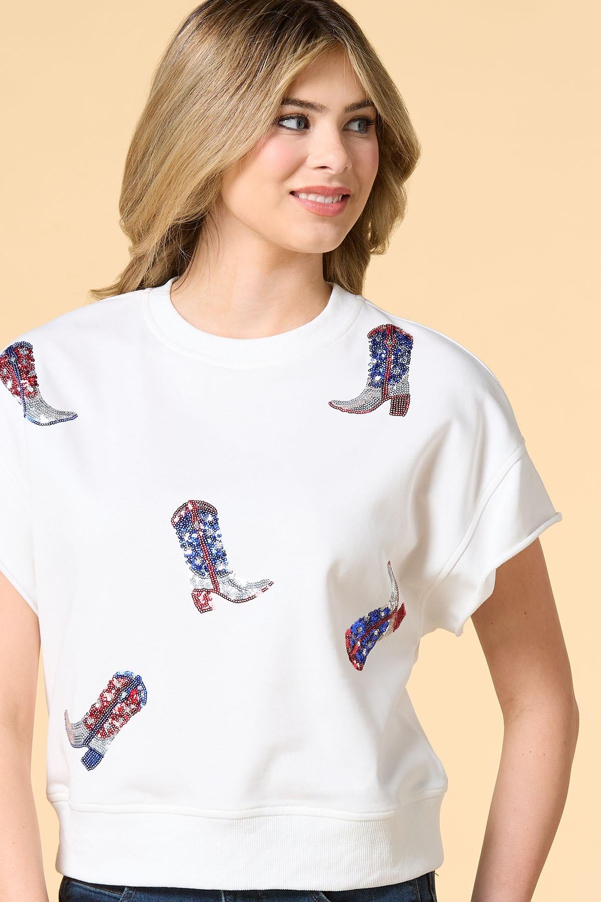 Versona american cowgirl sequin tee BRIGHT_WHITE