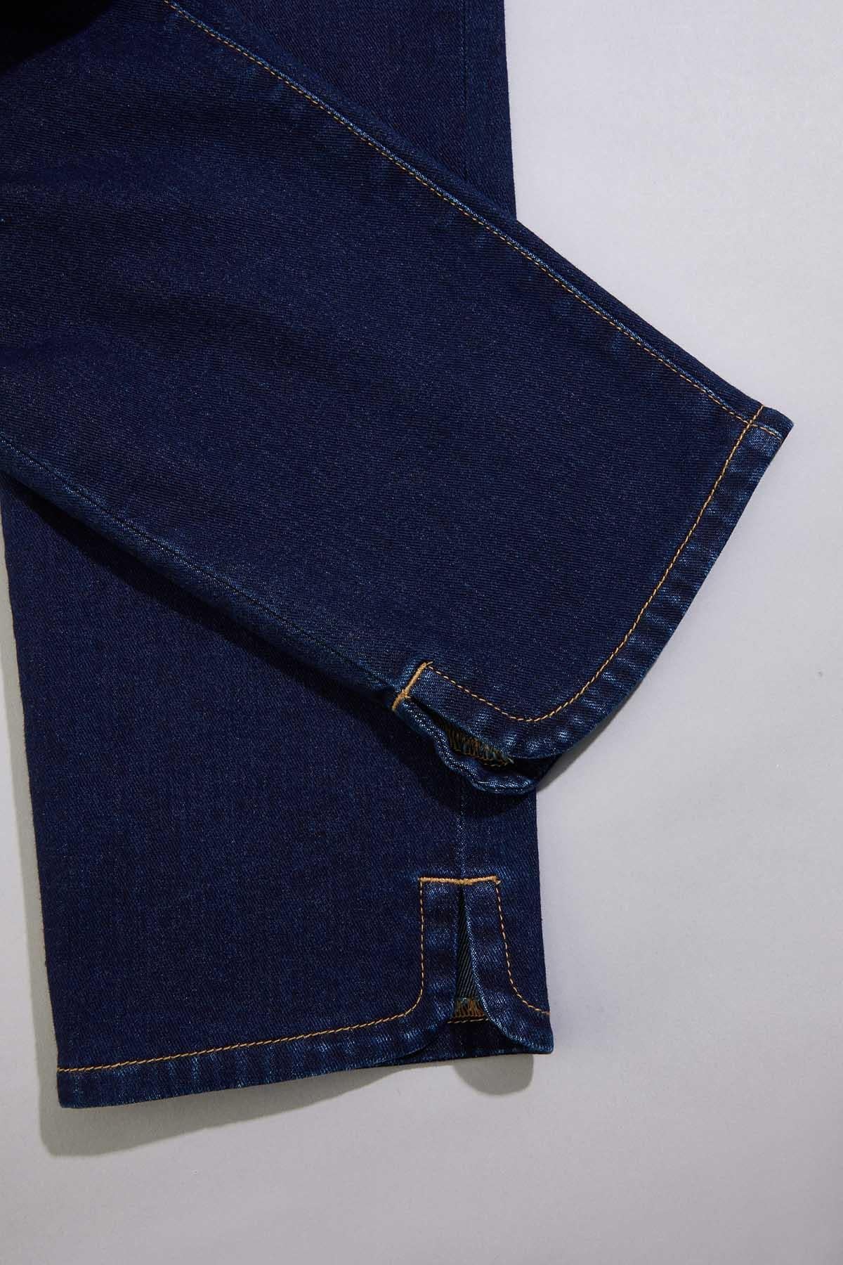 Versona cache slit hem cropped jeans DARK_WASH_DENIM