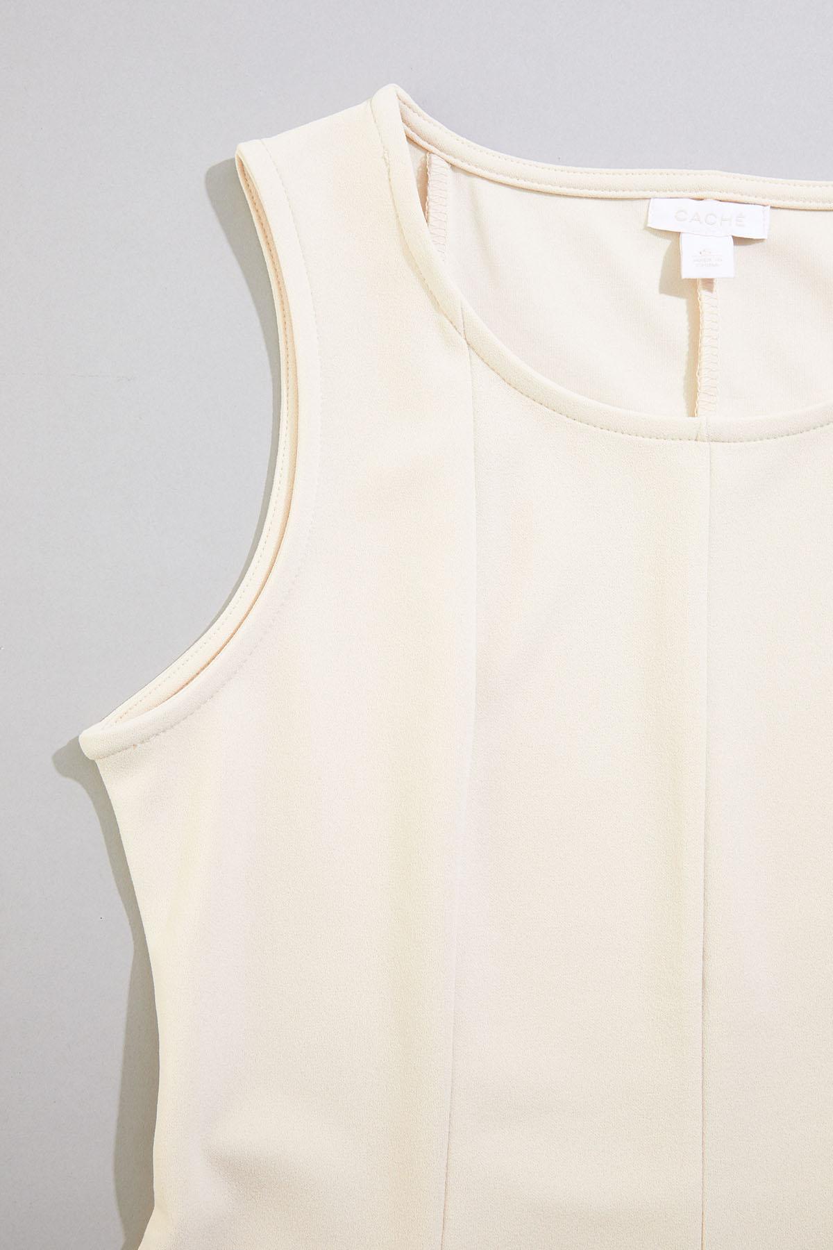 Versona cache beige seamed crepe tank SANDSHELL