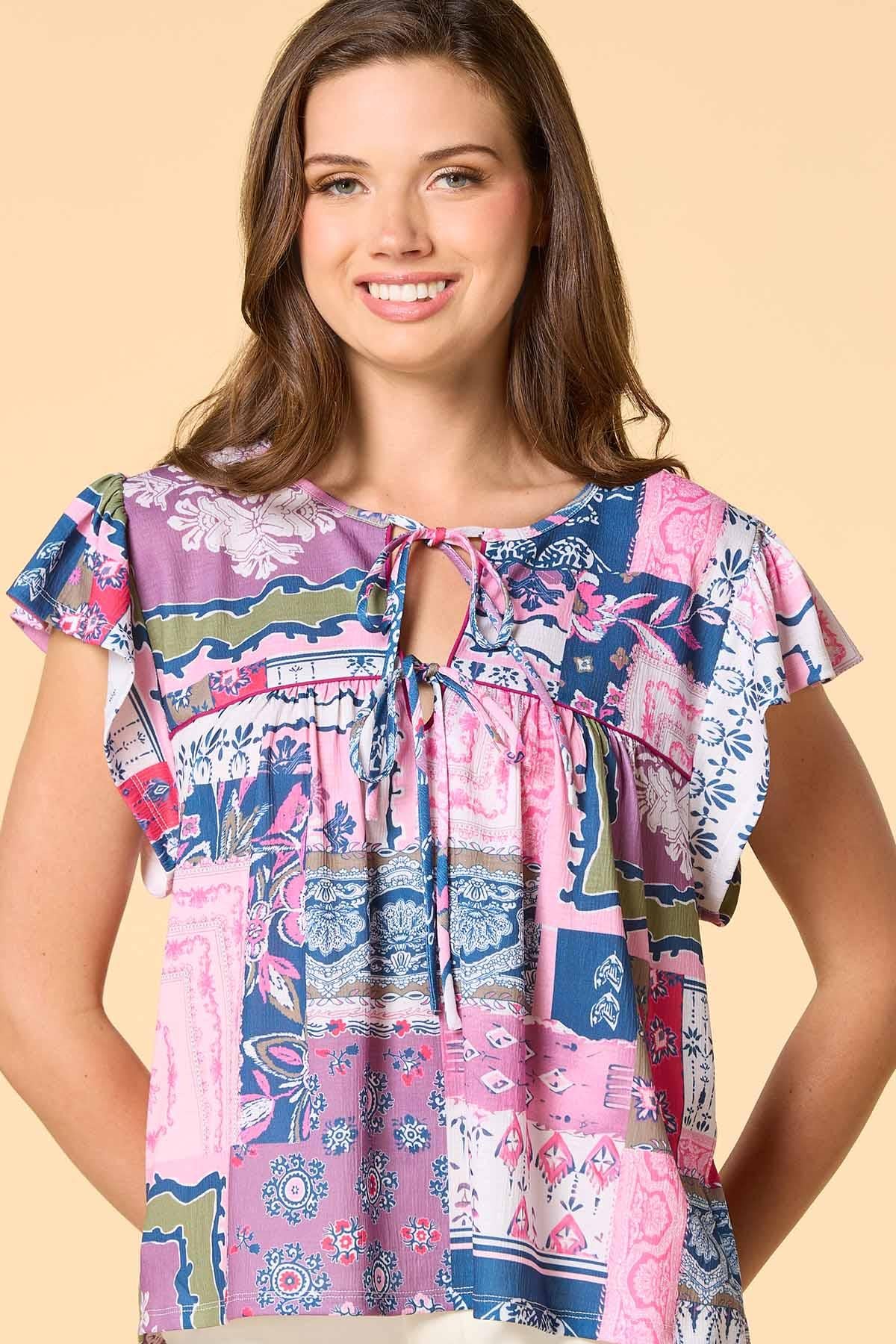 Versona paisley patch top MULTI