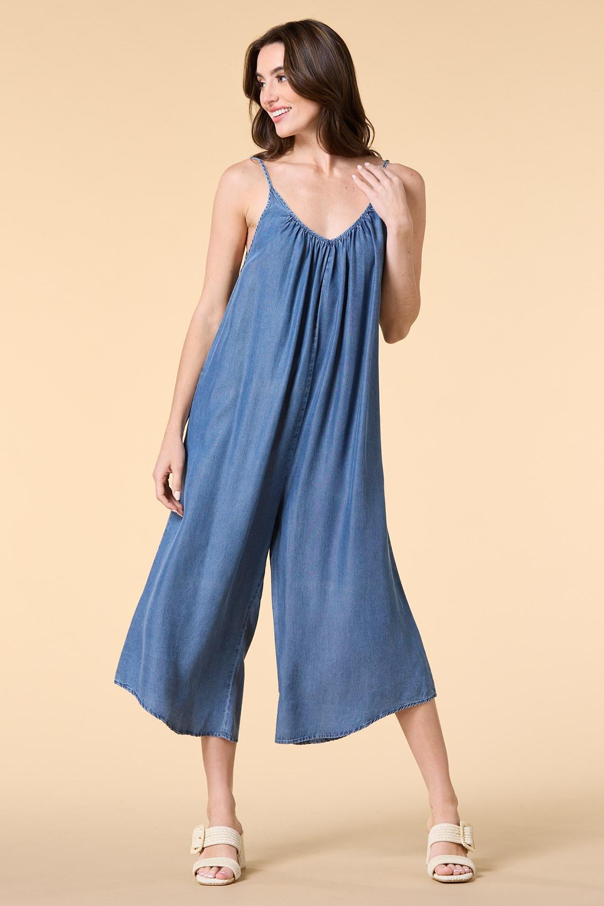 Versona genie in a bottle chambray jumpsuit DARK_WASH_DENIM