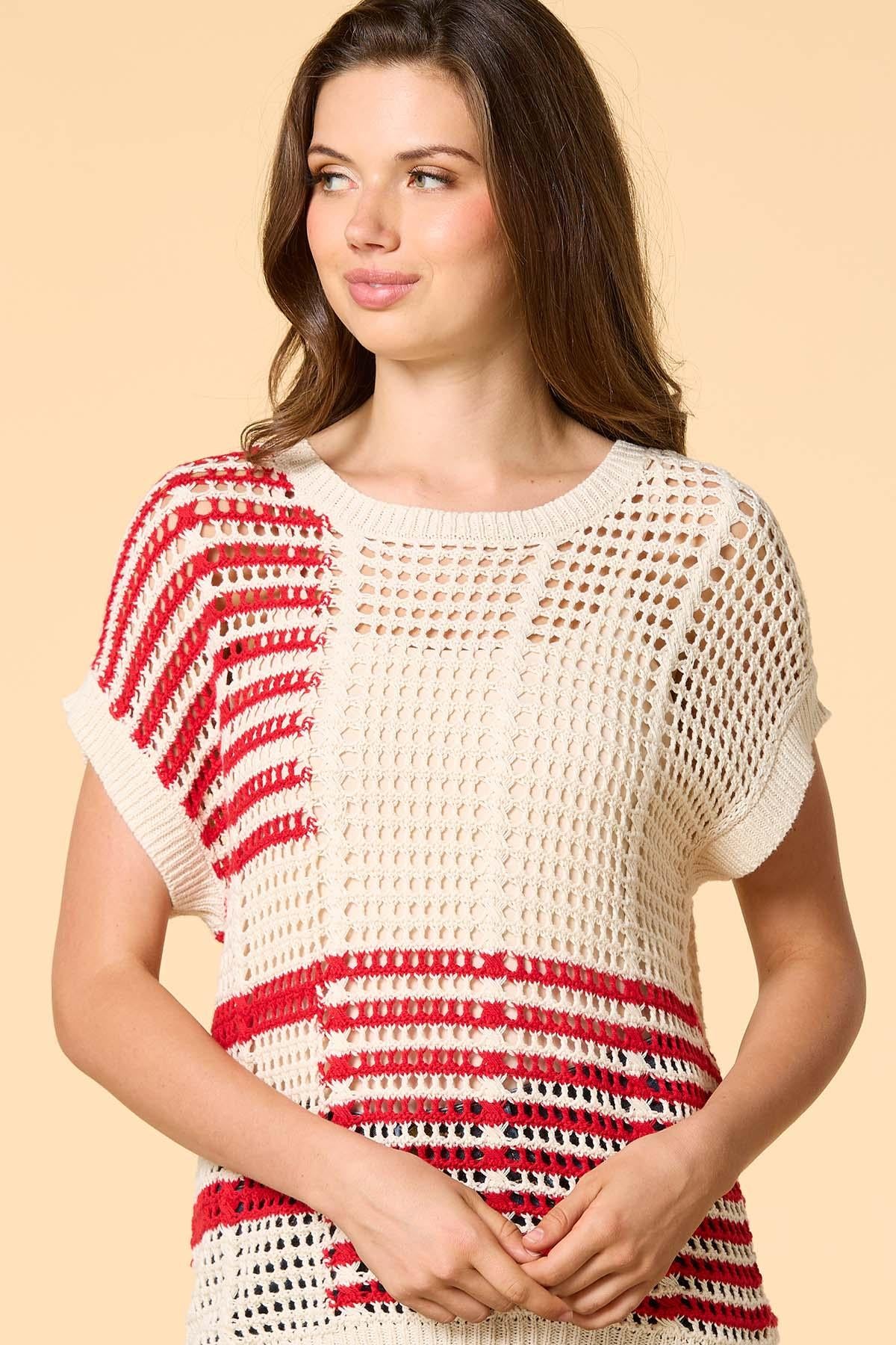 Versona flag me down open knit sweater CREAM