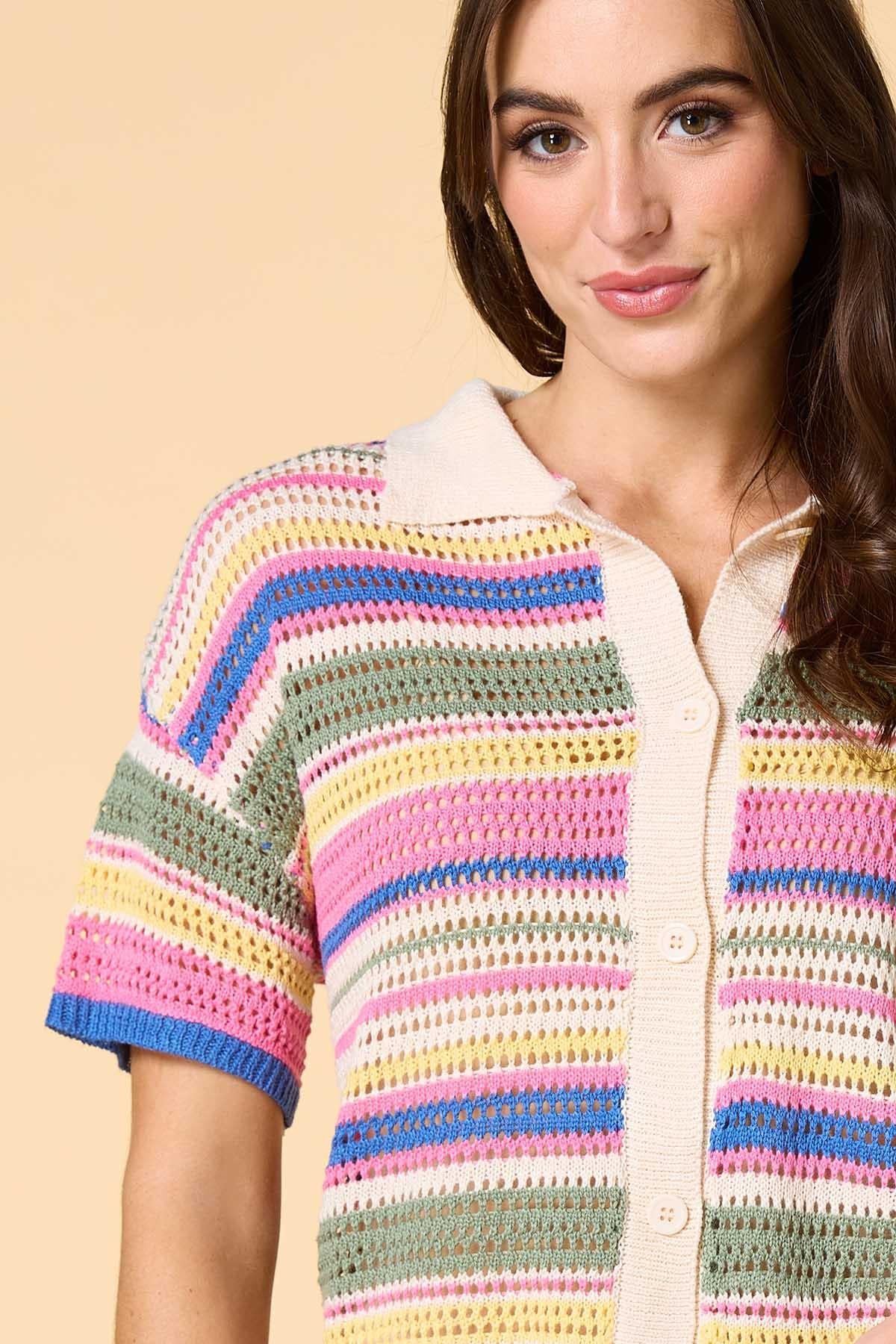 Versona color vision open knit cardigan MULTI