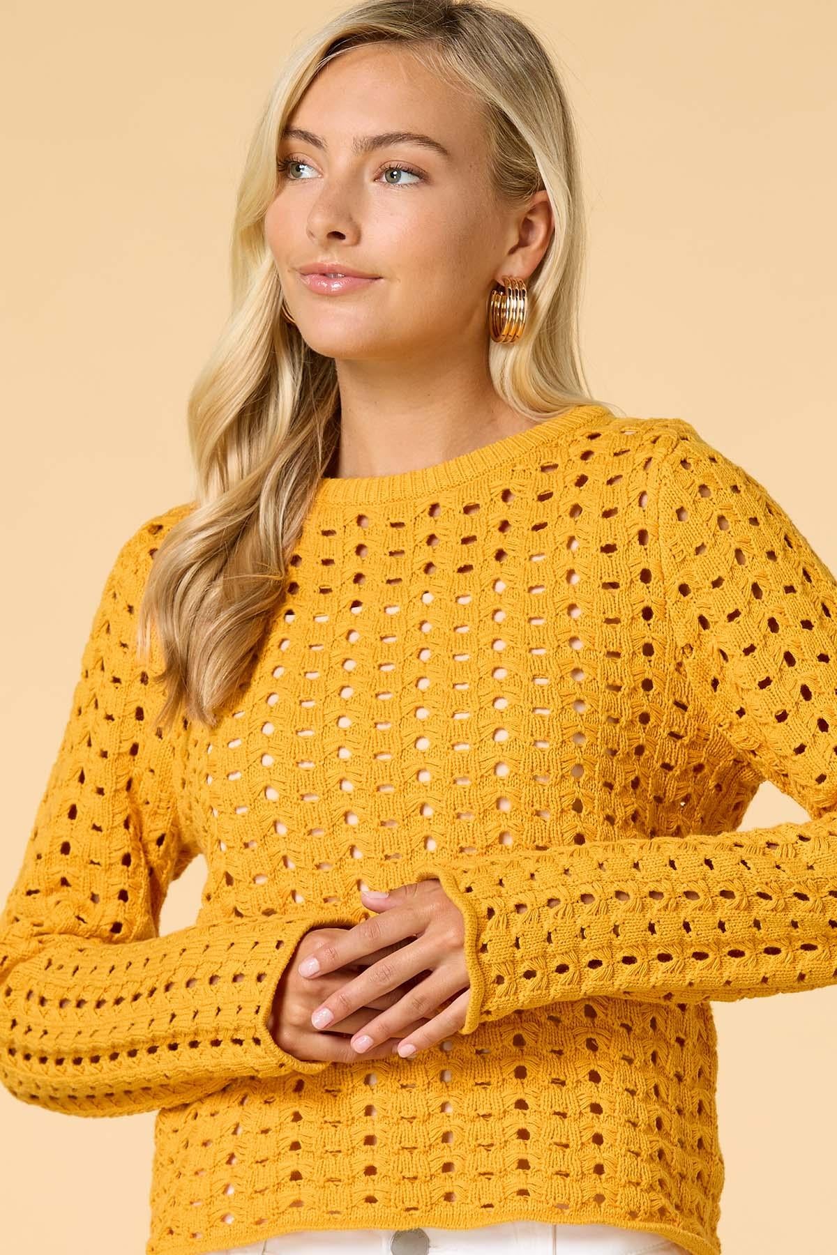 Versona golden days open knit sweater ORANGE
