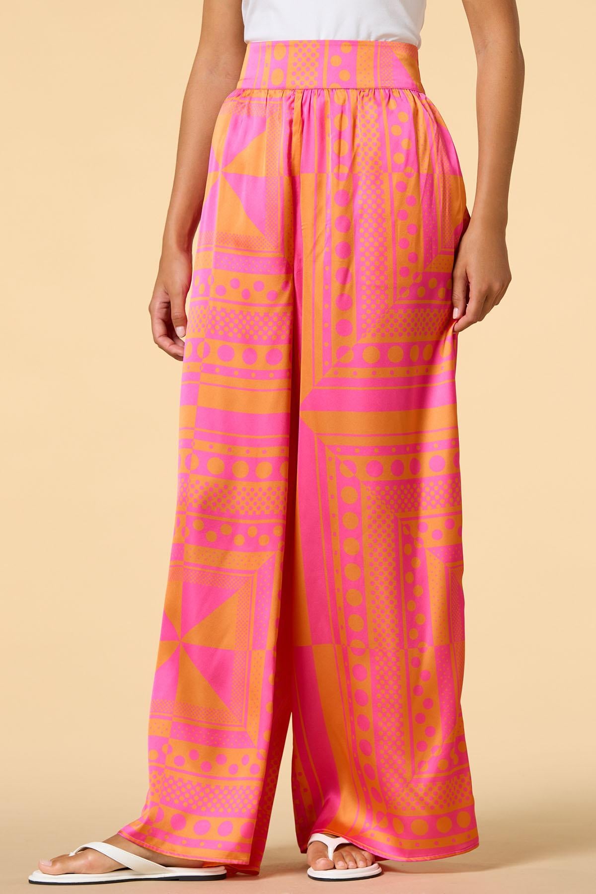 Versona south of the border satin pants ORANGE_MULTI
