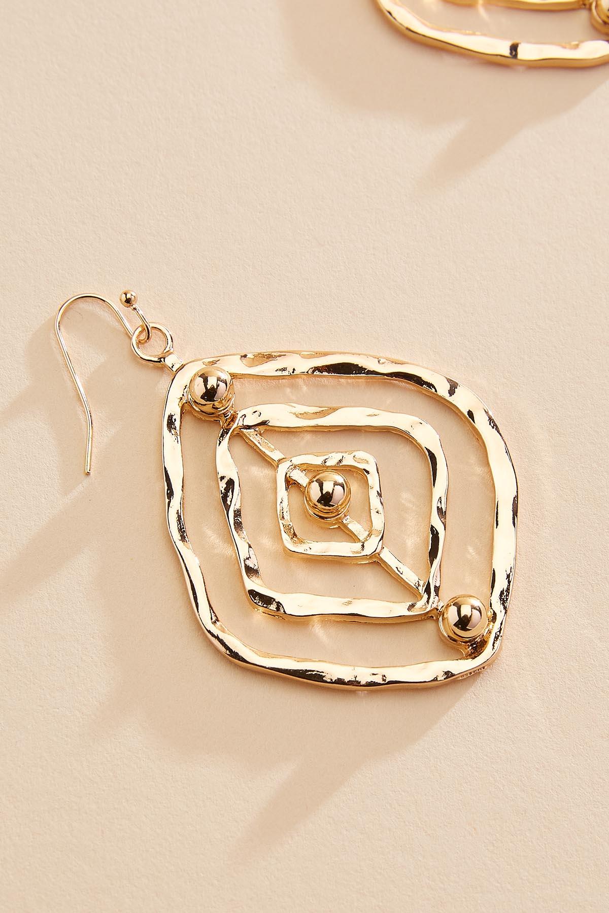 Versona hammered gold open diamond earrings GOLD