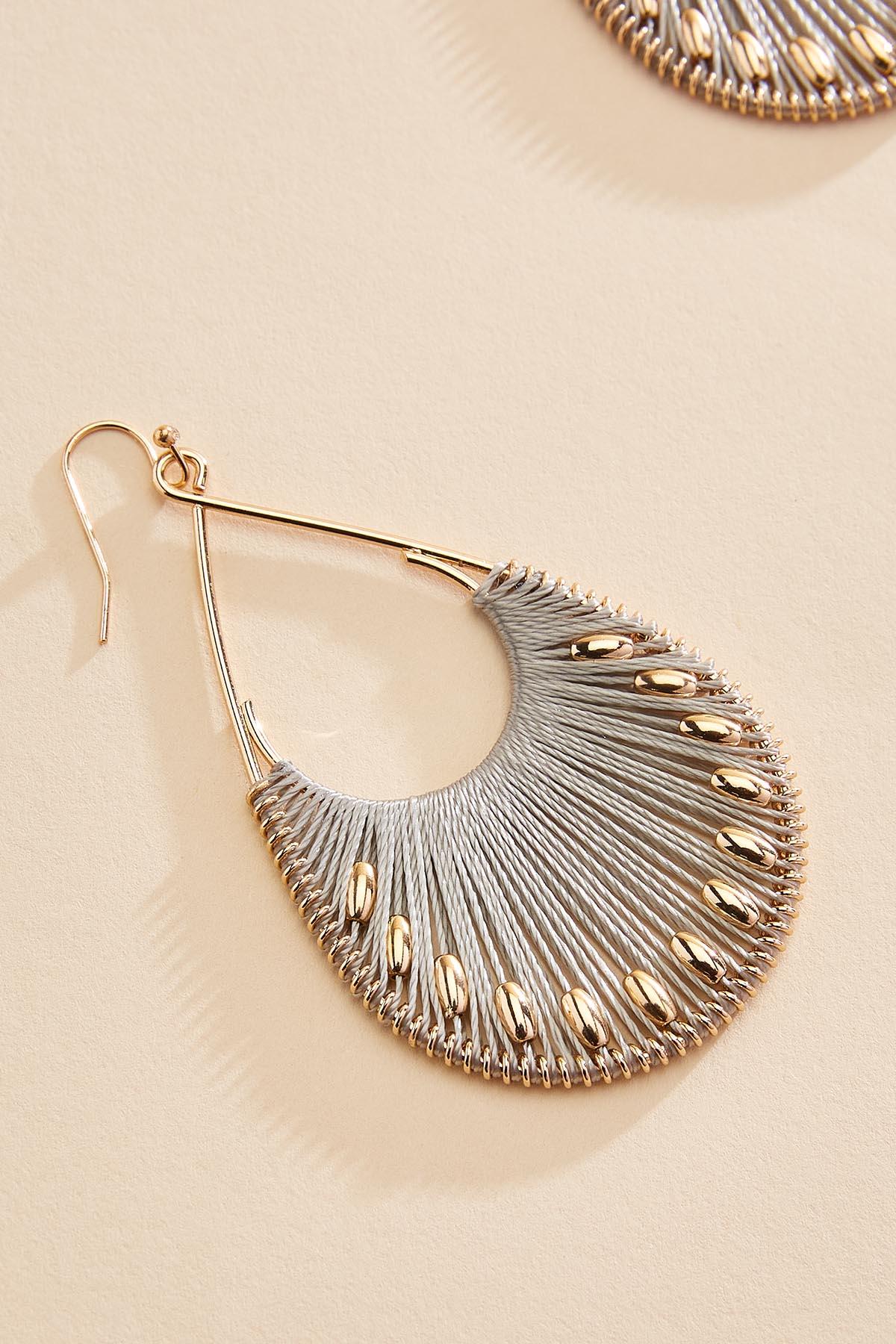 Versona gold bead threaded tear earrings GOLD