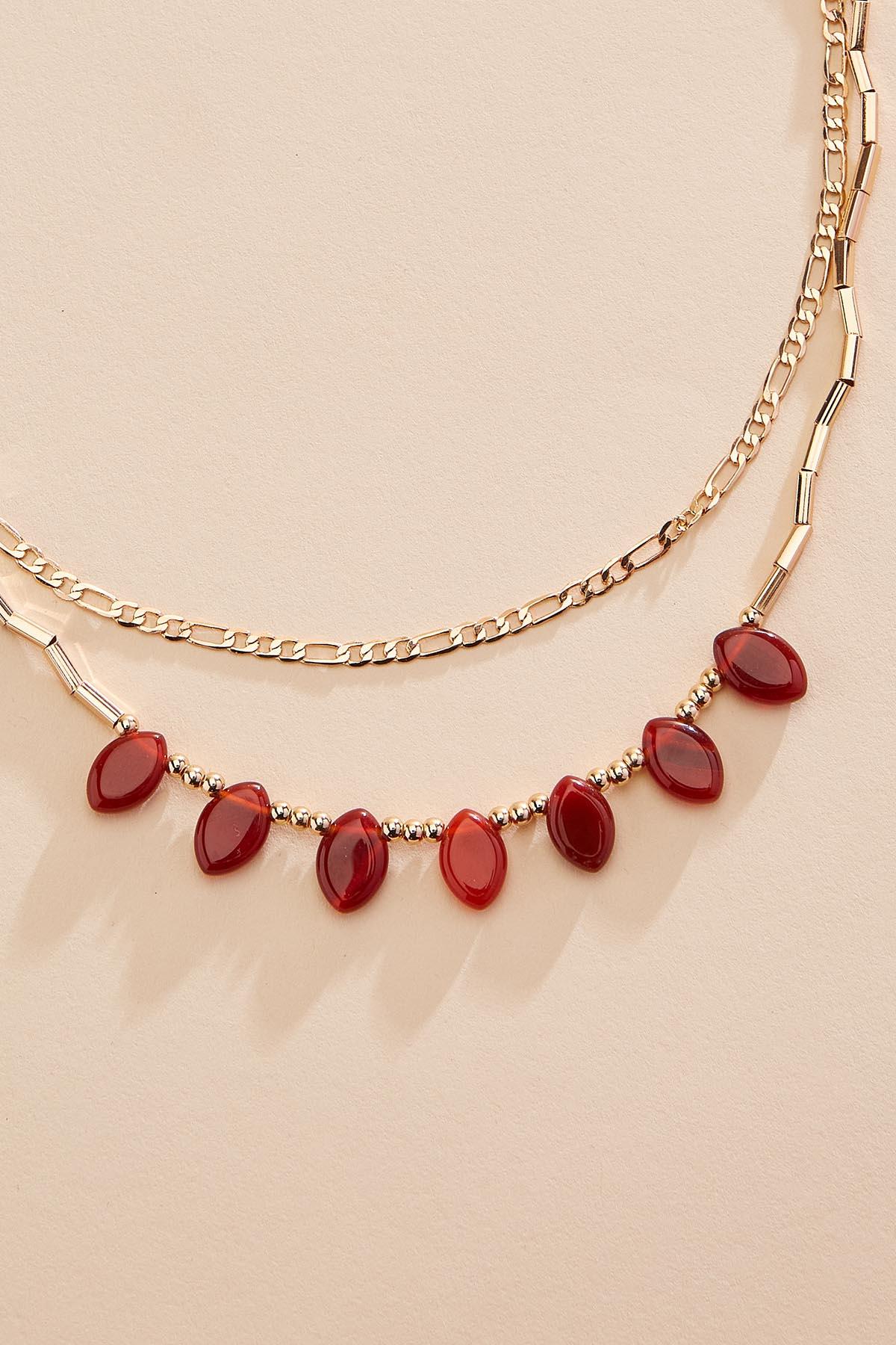 Versona semi- precious oval stone layered necklace HABANERO