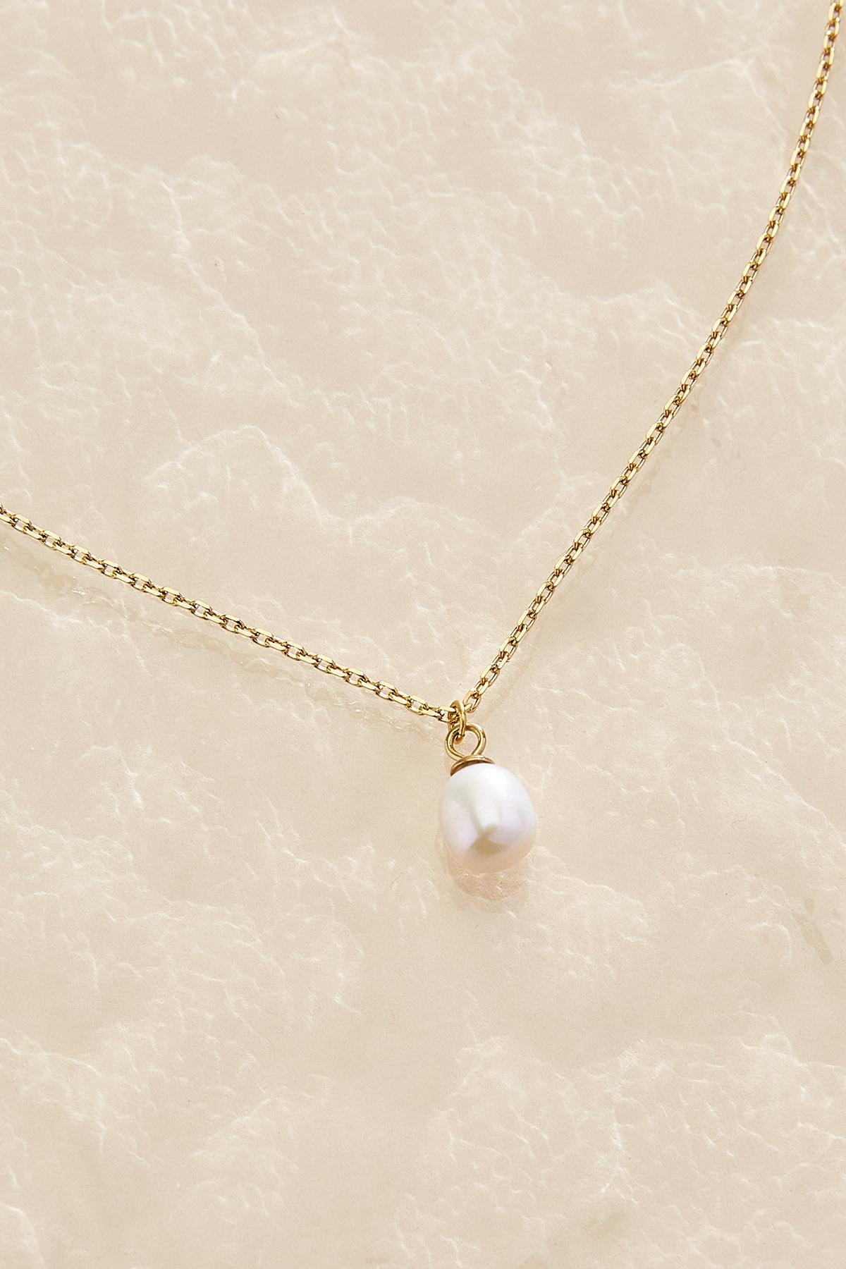 Versona waterproof freshwater pearl pendant necklace GOLD