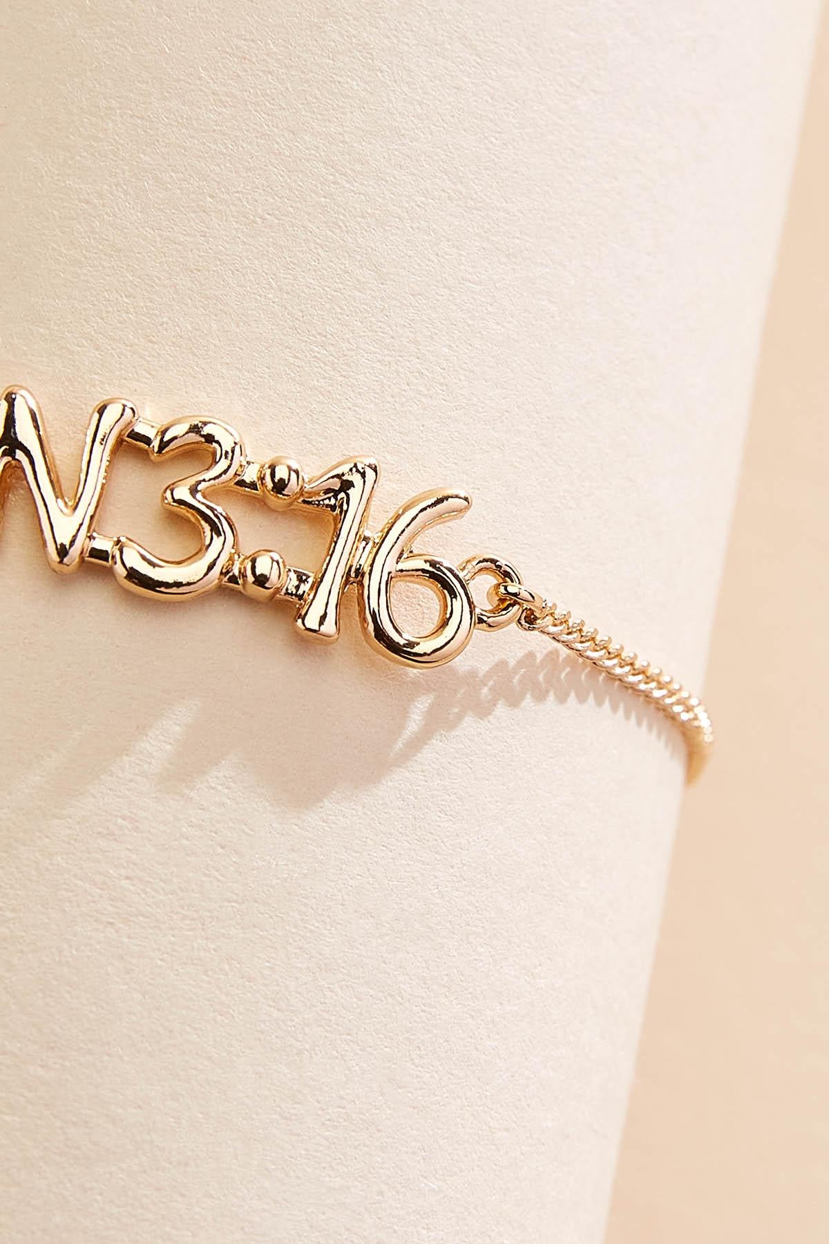 Versona gold john 3:16 bubble letter bracelet GOLD