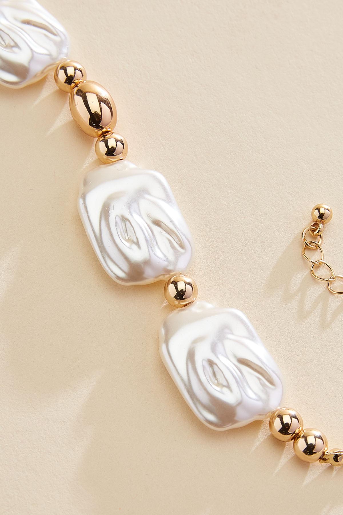 Versona hammered pearl gold bracelet GOLD
