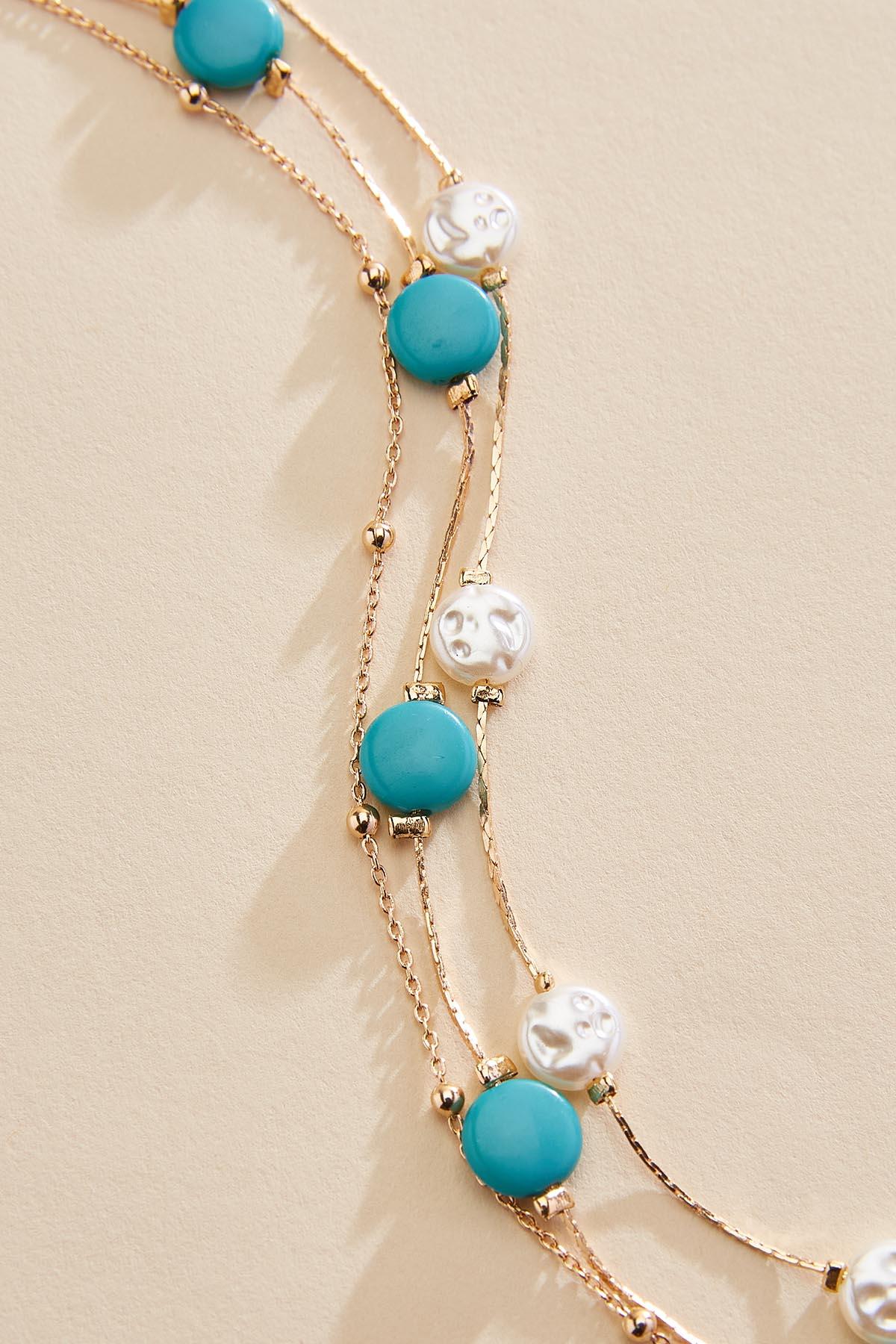 Versona waterproof pearl turquoise illusion anklet RIO_TURQ