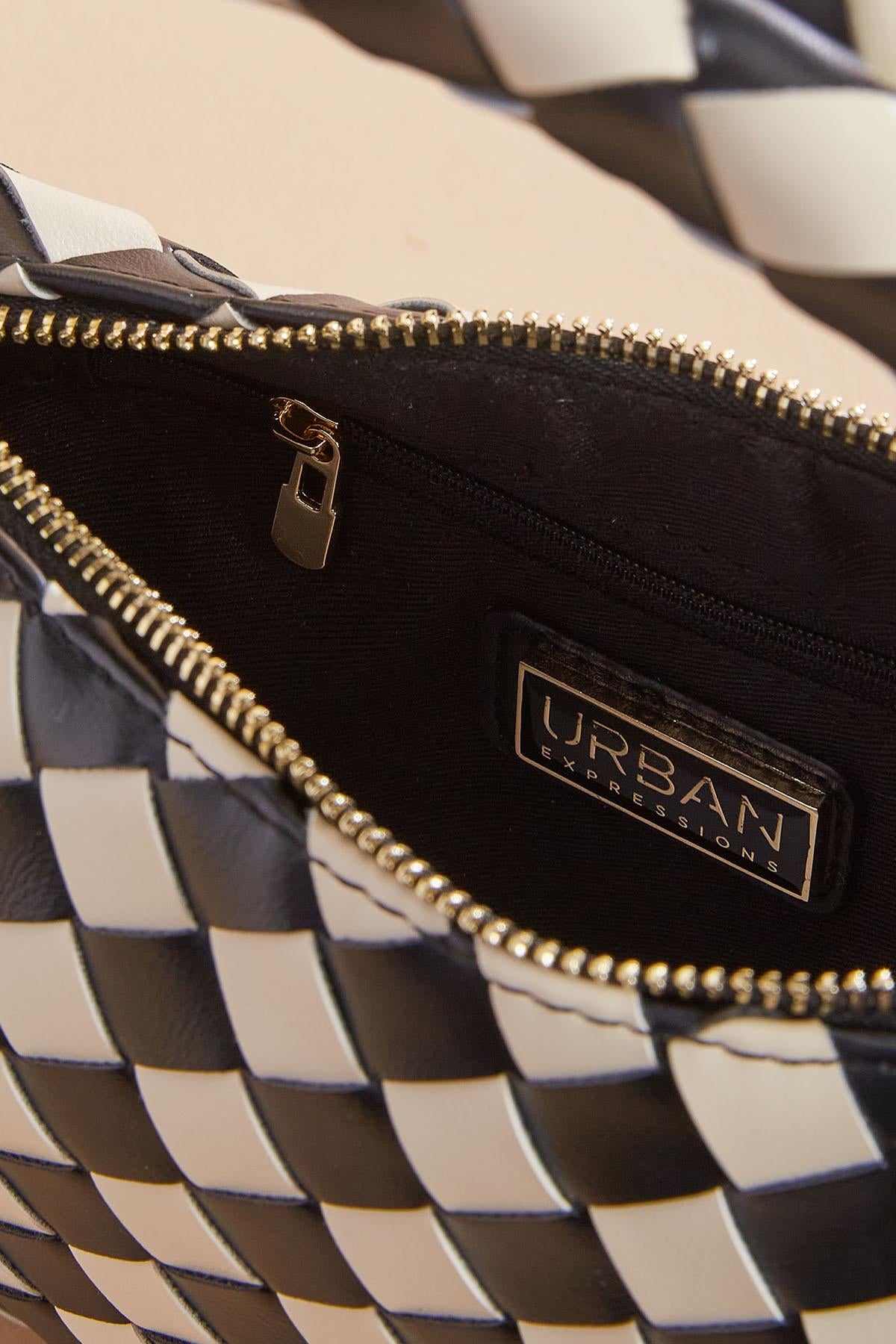 Versona black white checked crescent bag BLACK_WHITE_PATTERN