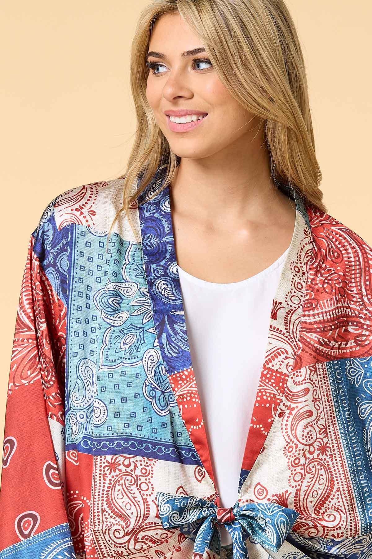 Versona boho babe satin kimono RACING_RED