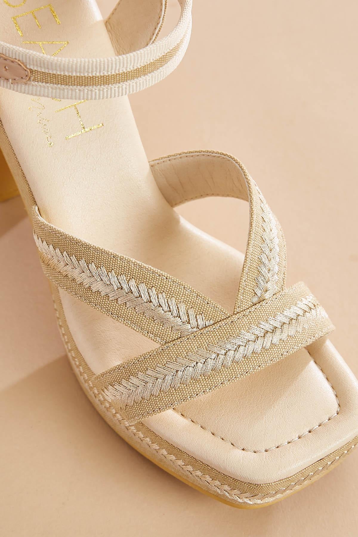 Versona two tone raffia platform heels BEIGE