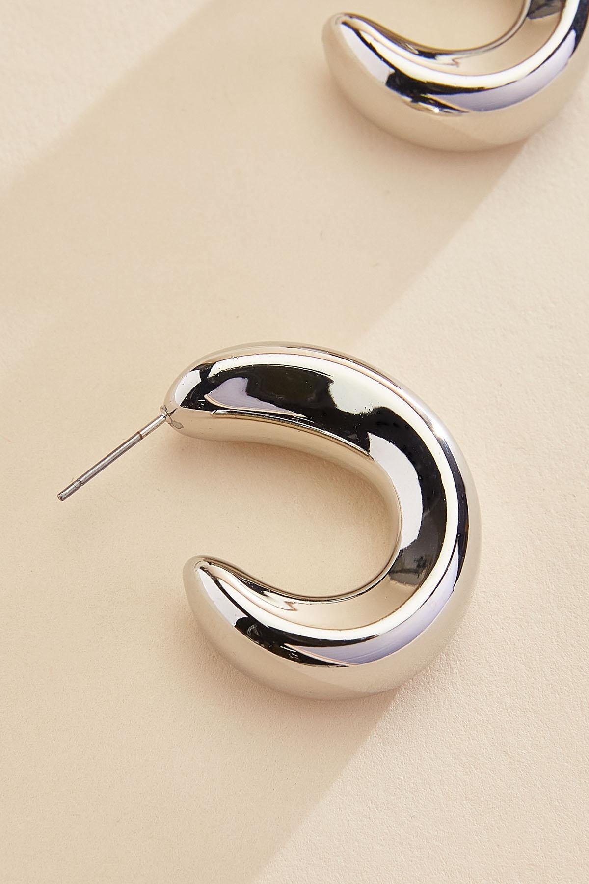 Versona puffy silver hoop earrings SILVER