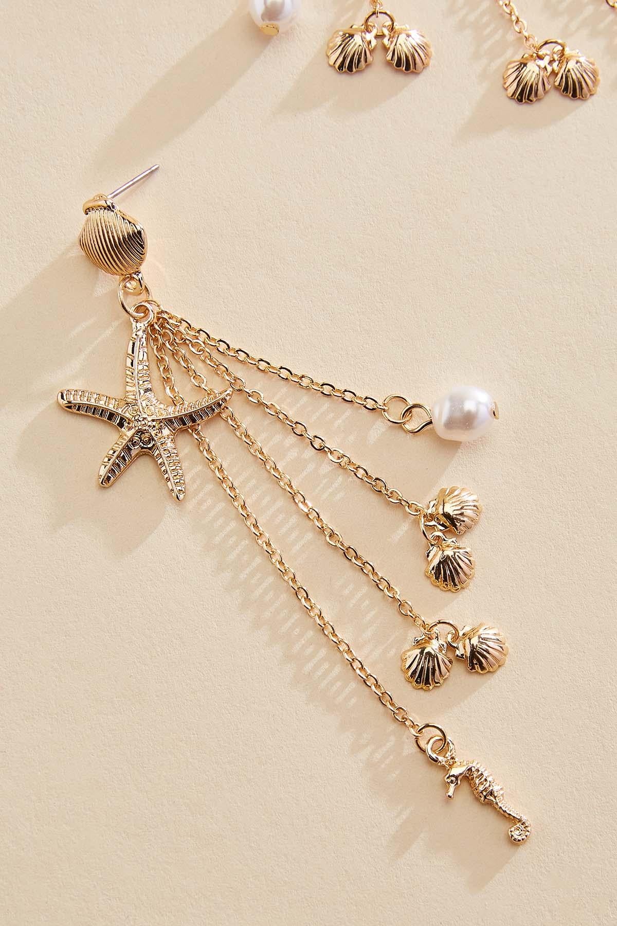 Versona gold sea charm fringe earrings GOLD