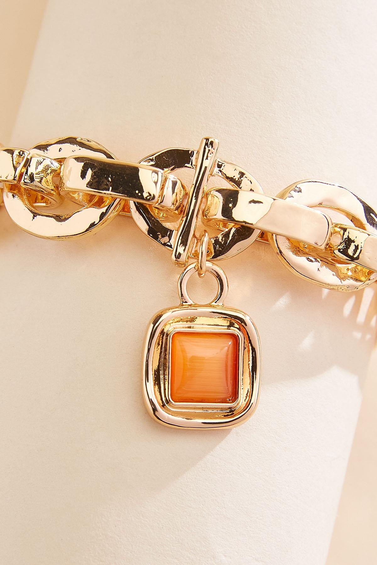 Versona lucite charm gold stretch chain bracelet ZINNIA_ORANGE