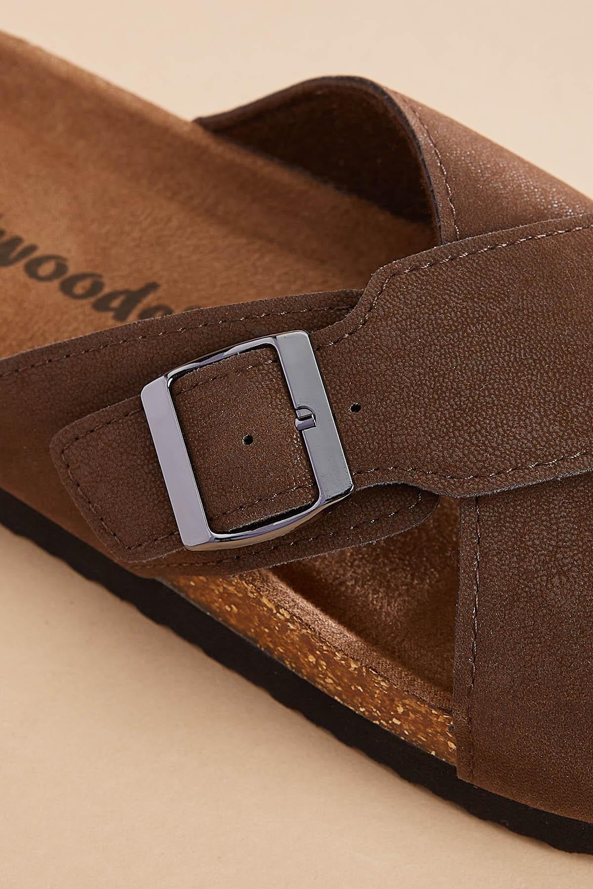 Versona crossover band platform footbed sandals BROWN