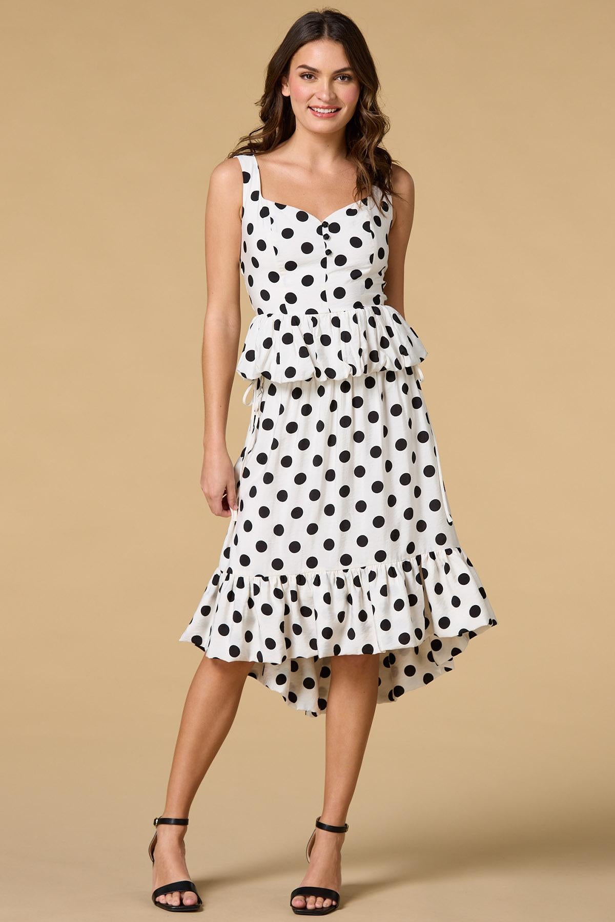 Versona dot to trot midi skirt BLACK_WHITE_PATTERN