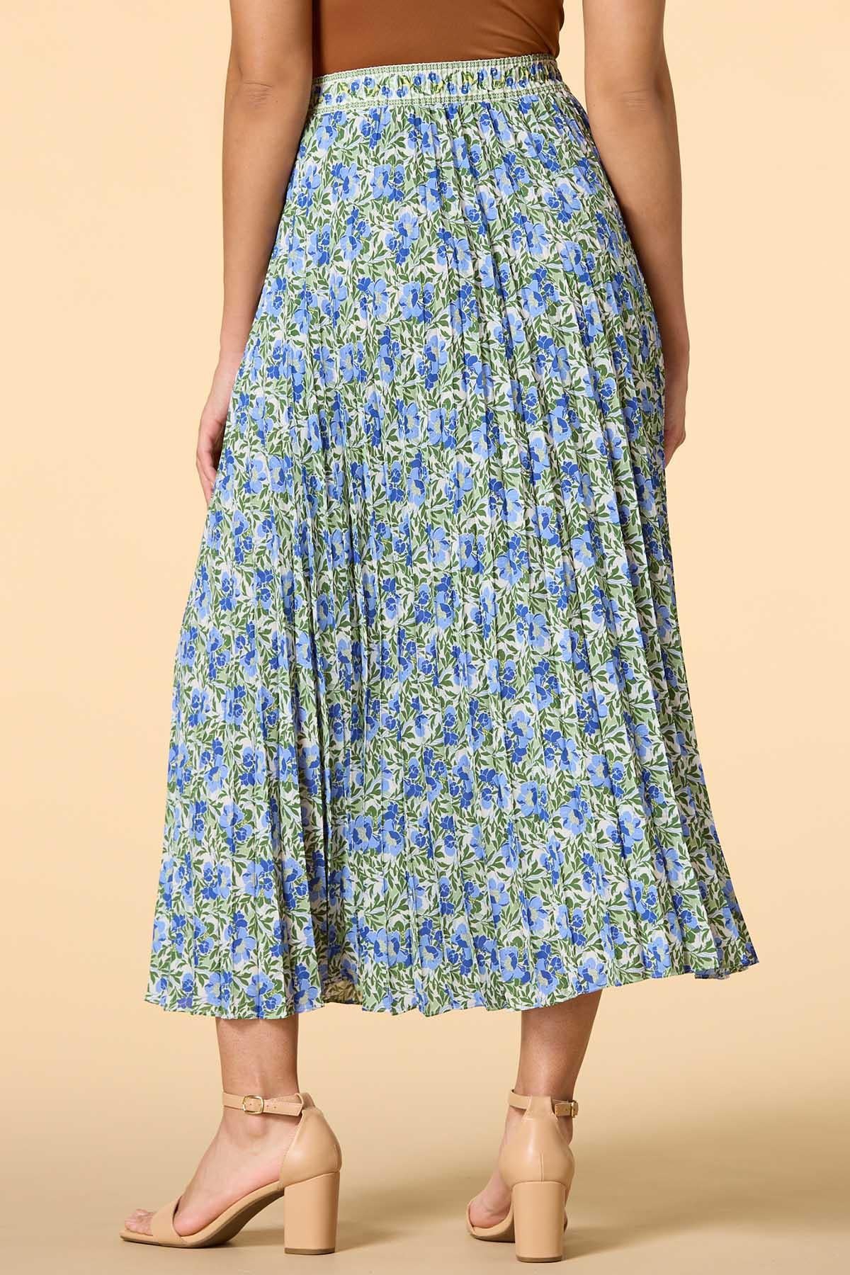 Versona pansy party maxi skirt BLUE_MULTI