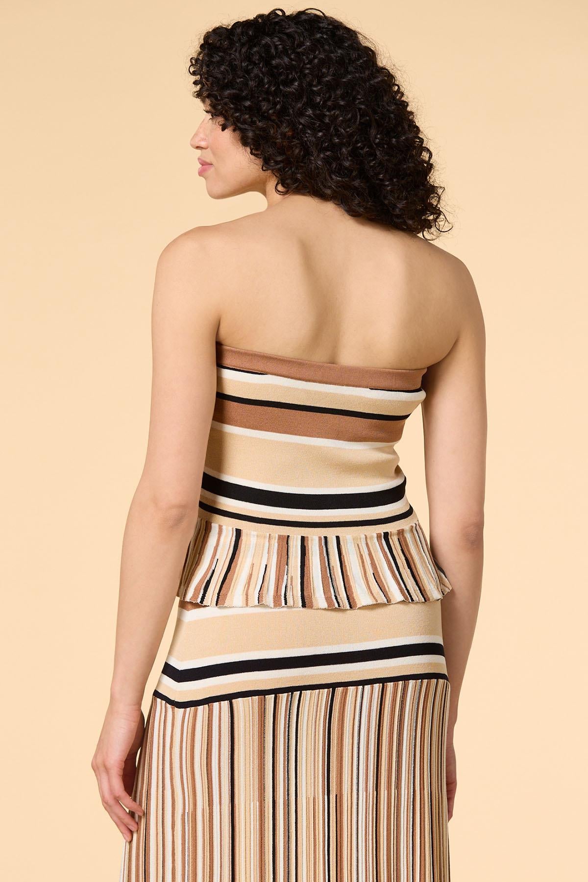 Versona summer knits strapless tank BROWNBEIGE_MULTI