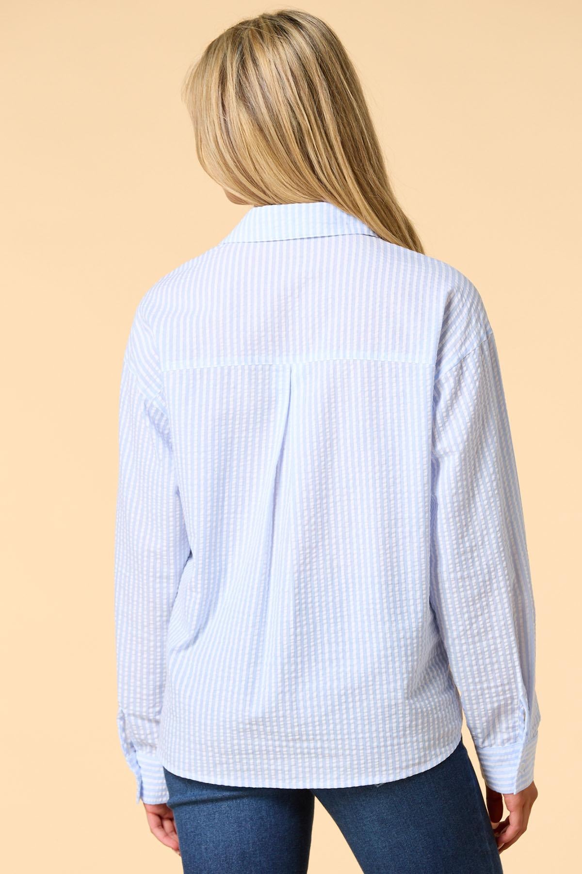Versona shellfish summer seersucker shirt BLUE