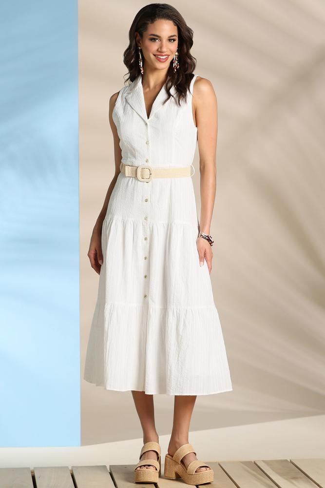 Versona seaside resort shirt dress WHITE