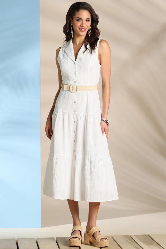Versona seaside resort shirt dress WHITE