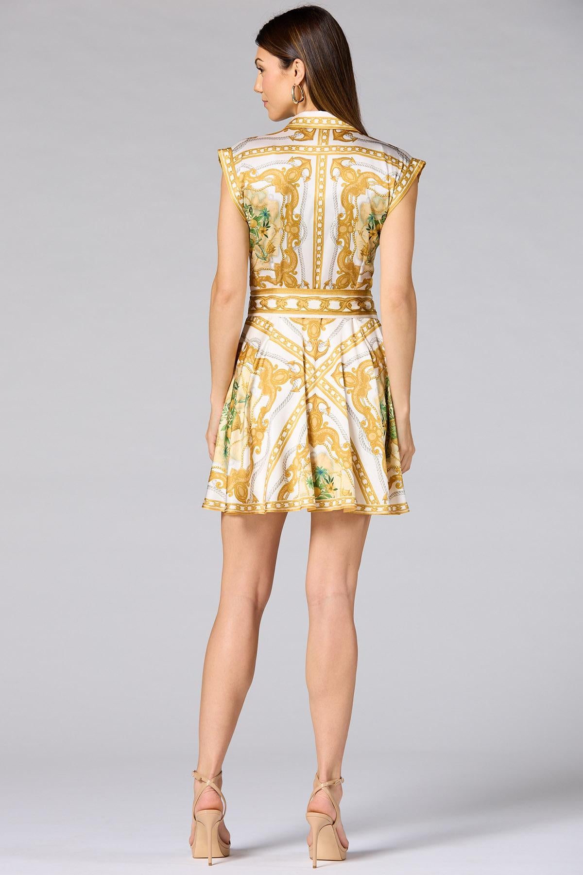 Versona cache status print satin shirt dress MULTI