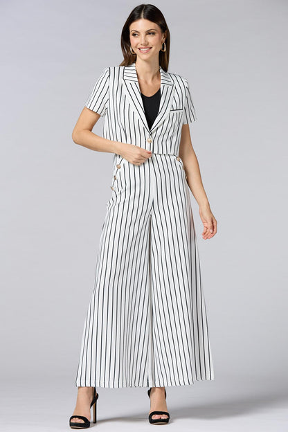 Versona cache black white stripe cropped jacket WHITE_MULTI
