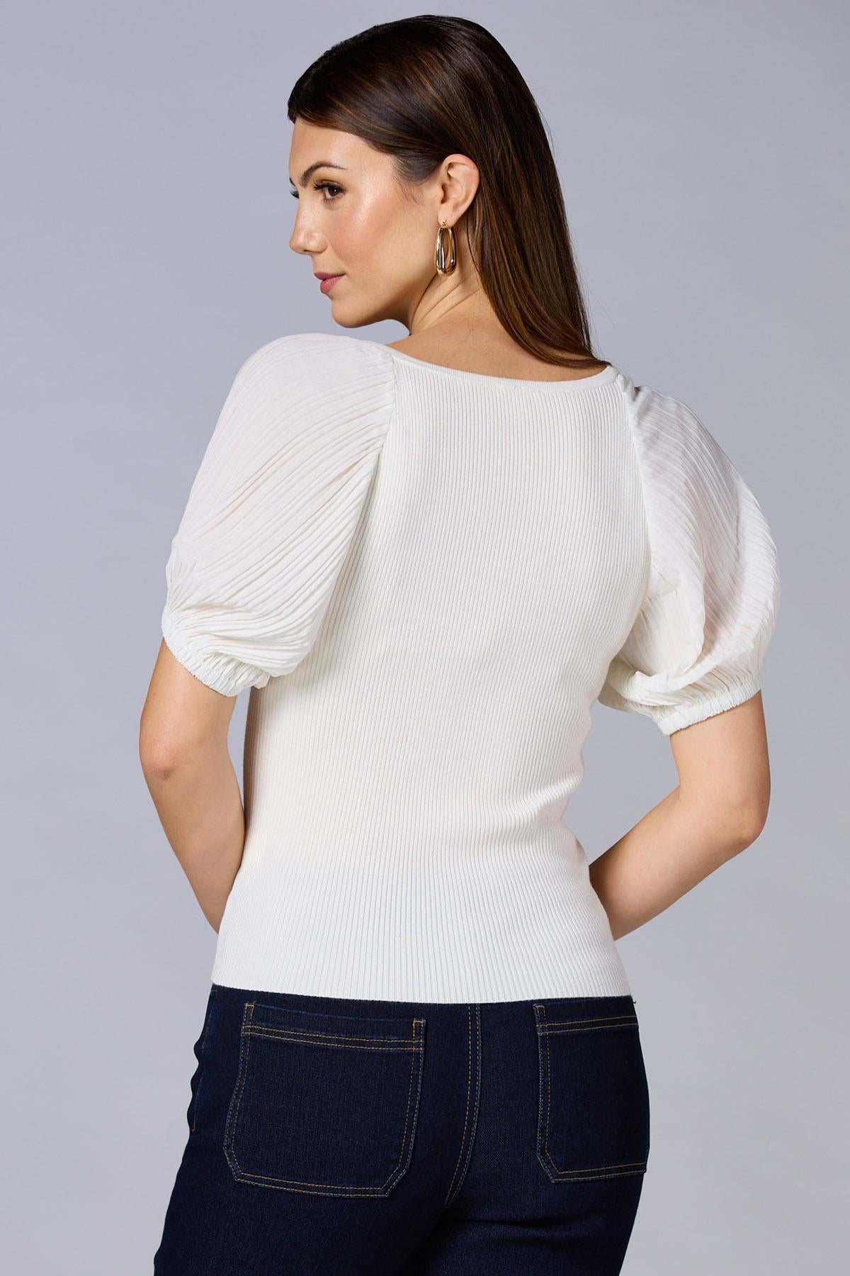 Versona cache sleeve interest sweater BRIGHT_WHITE