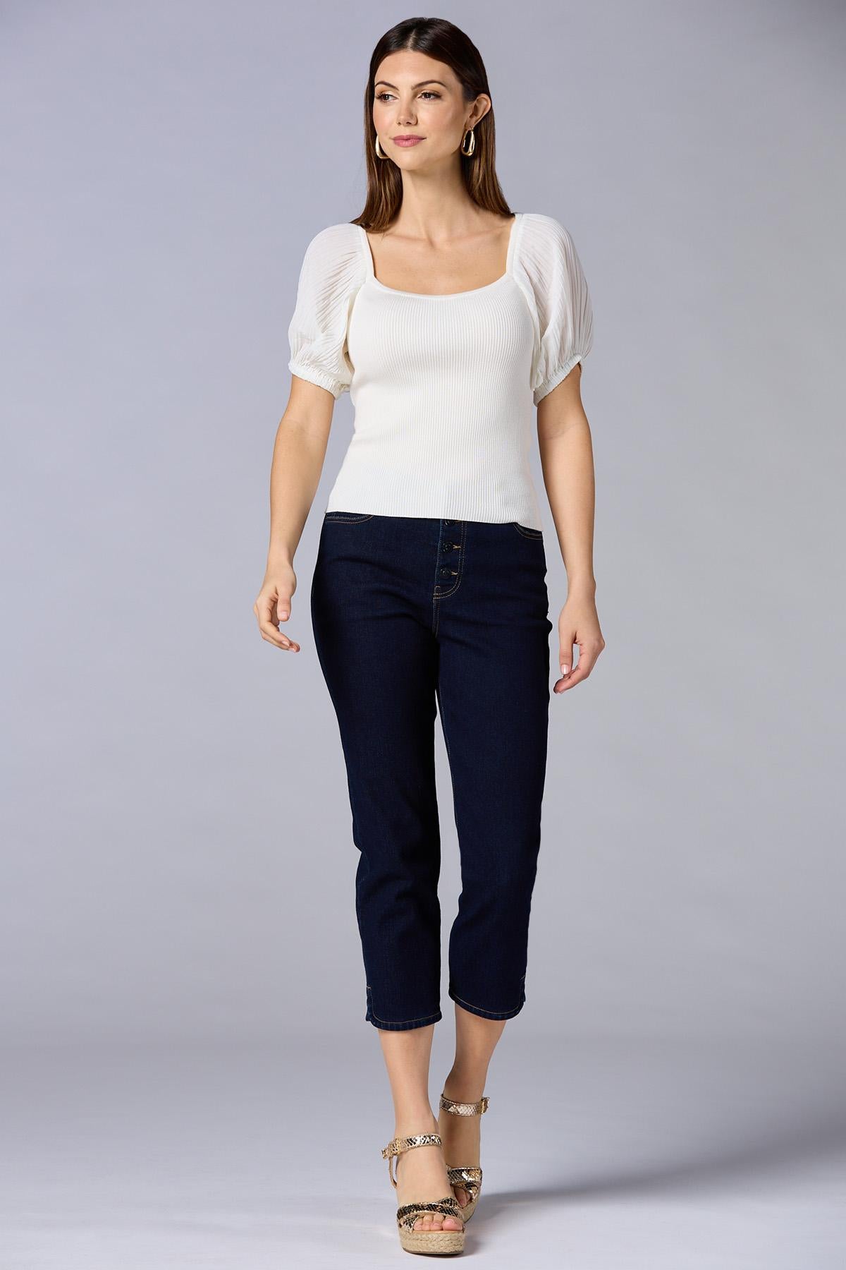 Versona cache sleeve interest sweater BRIGHT_WHITE