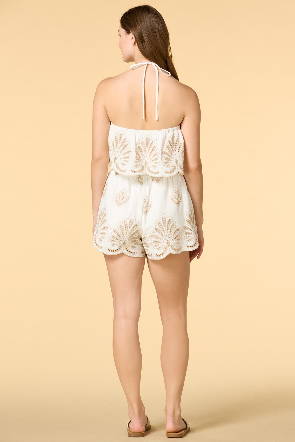 Versona for shore strapless romper WHITE_MULTI