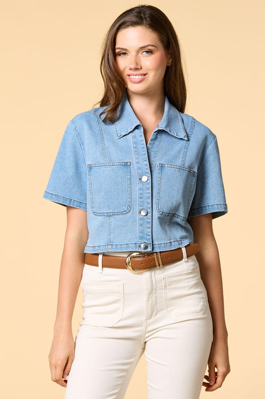Versona short story cropped denim jacket MEDIUM_WASH_DENIM