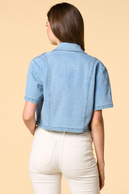Versona short story cropped denim jacket MEDIUM_WASH_DENIM