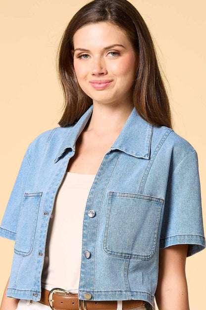 Versona short story cropped denim jacket MEDIUM_WASH_DENIM