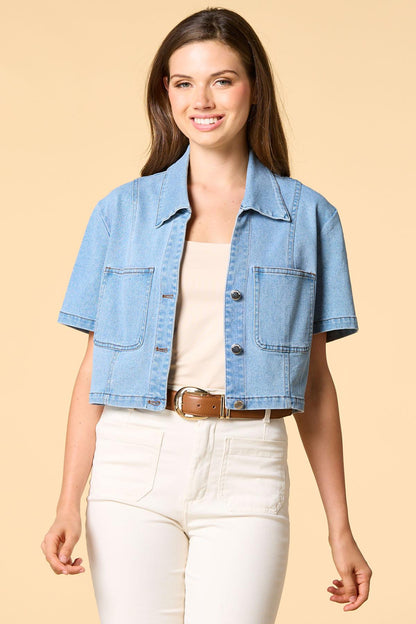 Versona short story cropped denim jacket MEDIUM_WASH_DENIM
