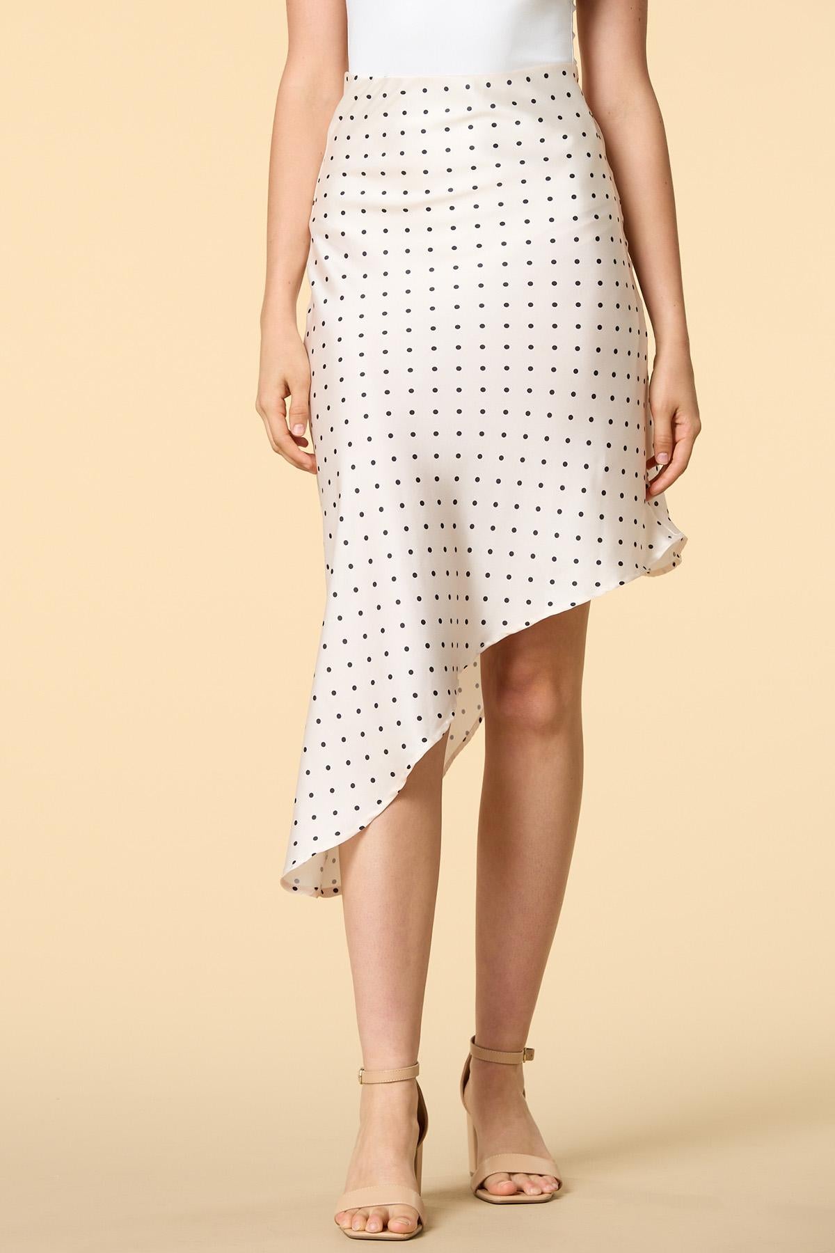 Versona set the scene asymmetric midi skirt WHITE