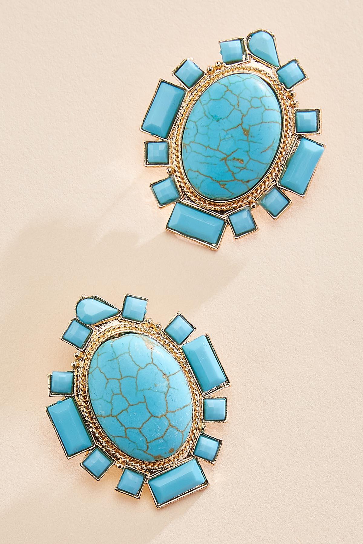 Versona semi- precious turquoise button earrings RIO_TURQ