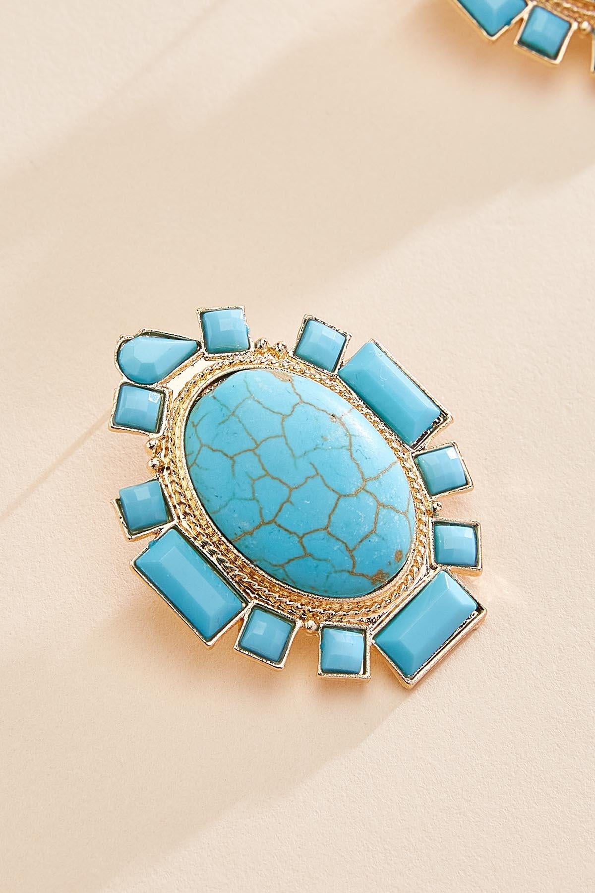 Versona semi- precious turquoise button earrings RIO_TURQ