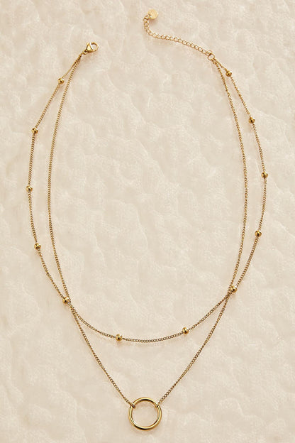 Versona waterproof circle pendant layered necklace GOLD