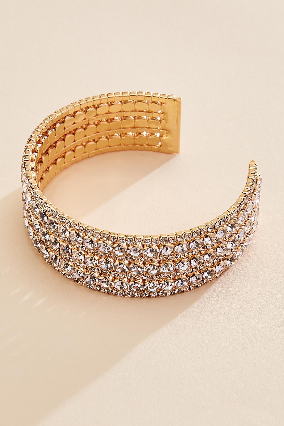 Versona rhinestone embellished cuff bracelet GOLD